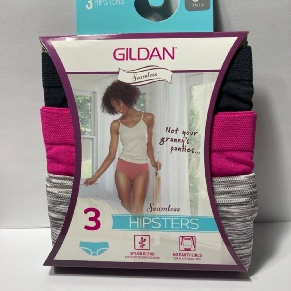Gildan Hipster Panties Underwear Size 5 Pink Black